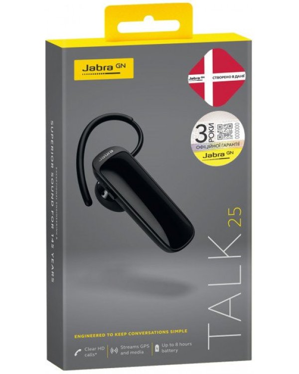 Jabra Talk 25 Bluetooth 3.0 Беспроводной Наушник с функцией Clear Sound / HD Черный
