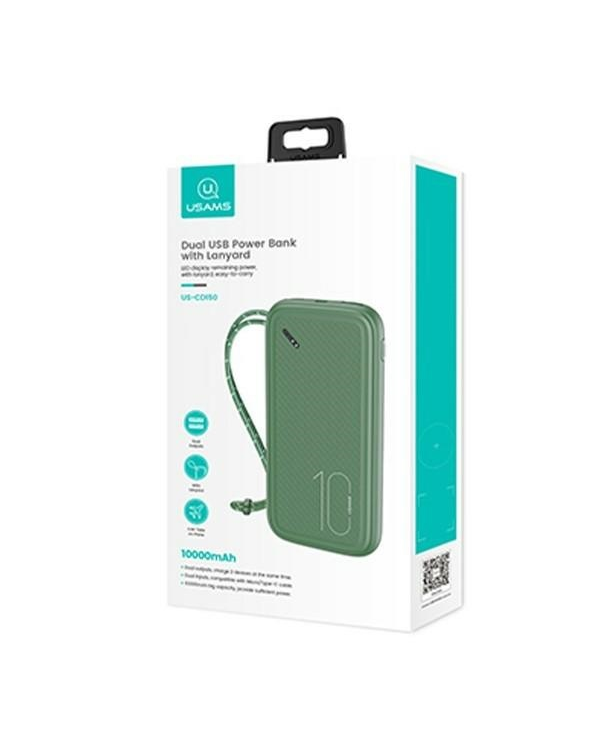 USAMS Powerbank PB56 10000mAh 2xUSB | USB-C | MicroUSB Fast Charge zielony| dark green 10KCD15003 (US-CD150)