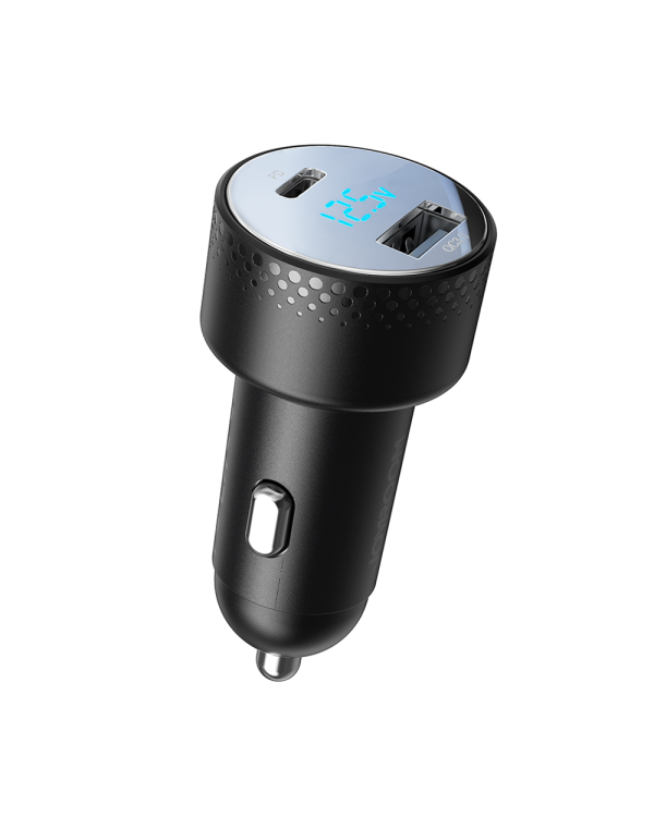Car charger with voltmeter 53W (USB C, USB) Joyroom JR-CCD01 black