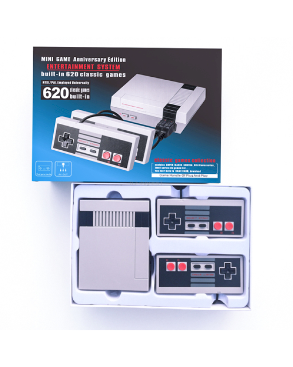 Игровая консоль Goodbuy с 2 джойстиками и 620 8-битными играми серого цвета