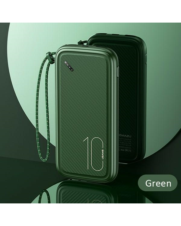 USAMS Powerbank PB56 10000mAh 2xUSB | USB-C | MicroUSB Fast Charge zielony| dark green 10KCD15003 (US-CD150)
