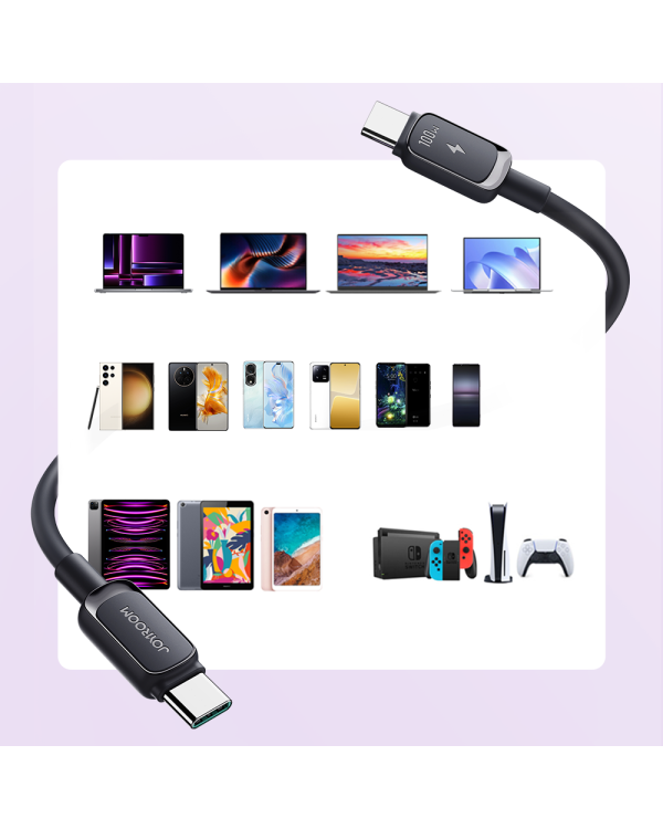 USB C - Кабель USB C 100 Вт 1,2 м Joyroom S-CC100A14 - Черный