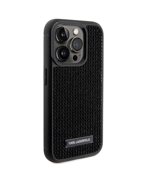 Karl Lagerfeld KLHCP15LHDSPLK iPhone 15  Pro 6.1" czarny|black hardcase Rhinestone Logo Metal Plate