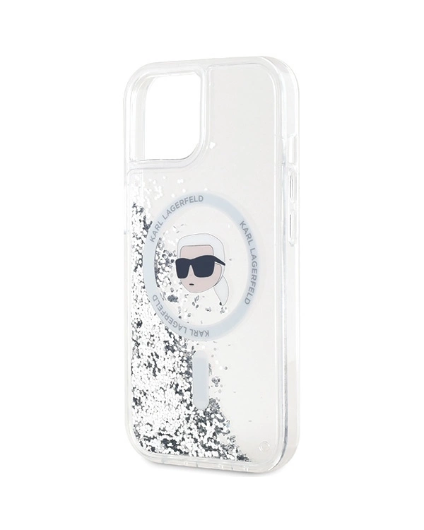 Karl Lagerfeld Liquid Glitter Karl Head MagSafe case for iPhone 15 | 14 | 13 - transparent