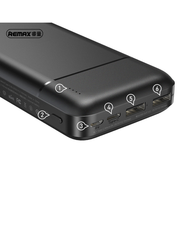 Remax RPP-166 LANGO Series Power Bank Портативный аккумулятор 20000 mAh / 2.1A черный