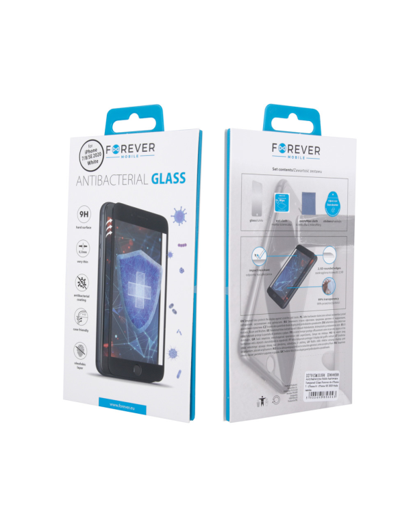 Forever tempered glass Antibacterial for iPhone 7 / 8 / SE 2020 / SE 2022 black frame