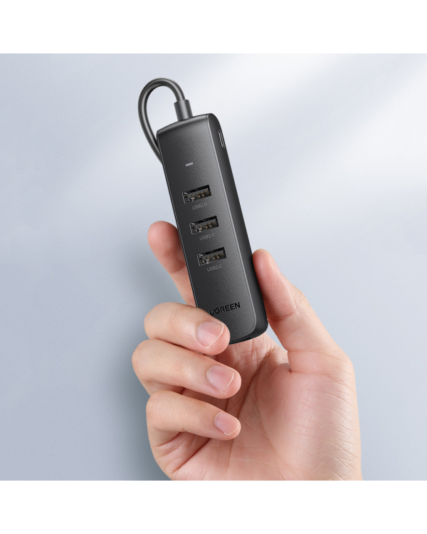 Ugreen adapter USB Type C - Ethernet RJ45 | 3 x USB black adapter (CM416)