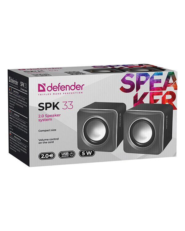 Мультимедийные колонки Defender SPK-33 3,5 мм / USB серые