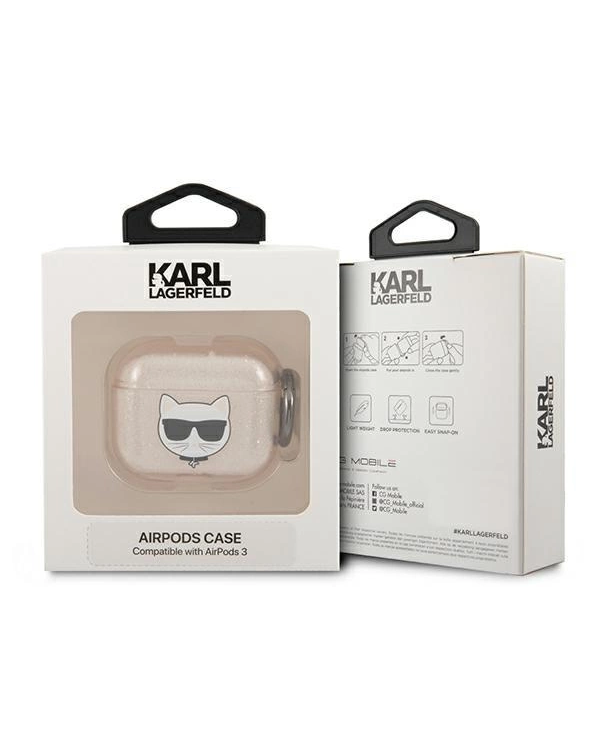 Karl Lagerfeld KLA3UCHGD AirPods 3 cover zÅoty|gold Glitter Choupette