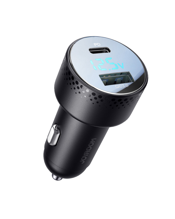 Car charger with voltmeter 53W (USB C, USB) Joyroom JR-CCD01 black