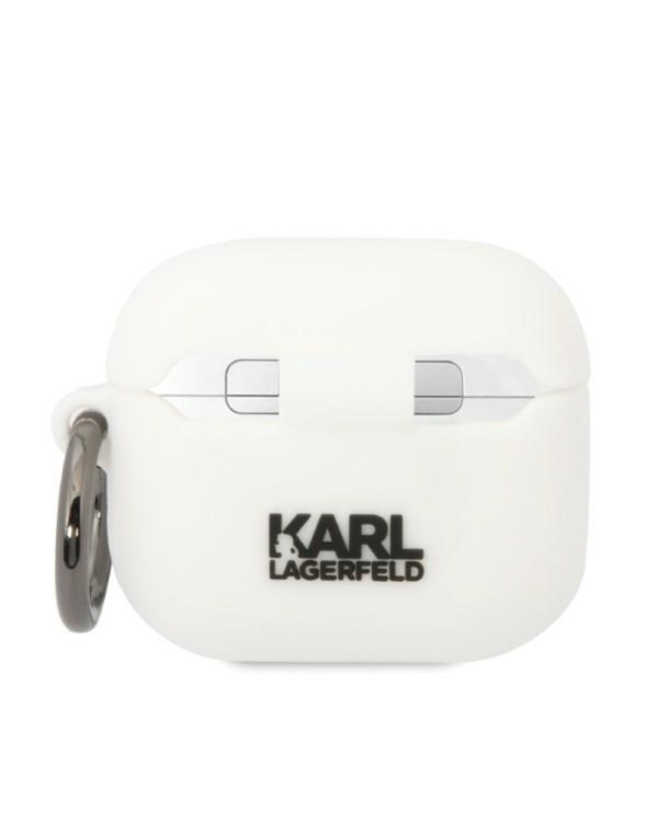 Karl Lagerfeld 3D Logo NFT Karl Head Silicone Case for Airpods 3 White