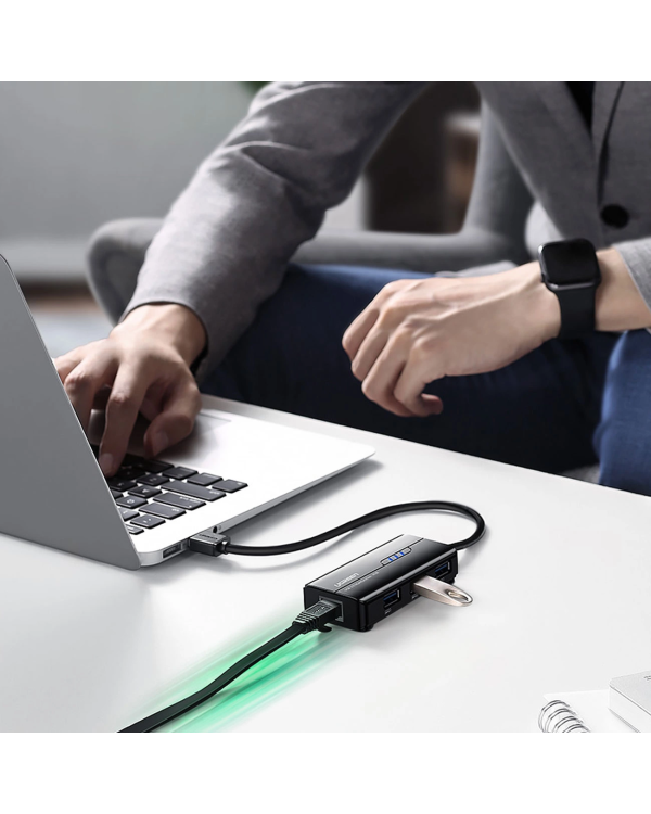 Ugreen 20265 USB-A | RJ45 1000 Mbps HUB 3x USB 3.0 сетевой адаптер - черный
