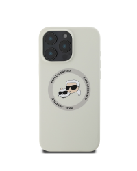 Karl Lagerfeld Liquid Silicone K&CH Heads MagSafe Case for iPhone 16 Pro Beige