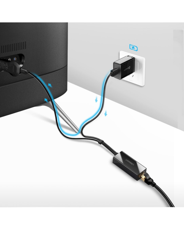 Ugreen external network adapter USB 100Mbps for Chromecast with 1m cable black (30985)