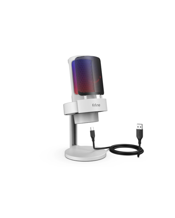 Микрофон Fifine AmpliGame A8 RGB для игр | подкасты | потоки | штатив | белый