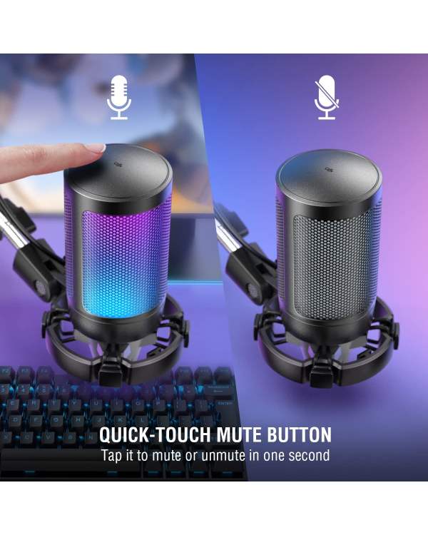 Микрофон Fifine AmpliGame A6T RGB для игр | подкасты | потоки | штатив | черный