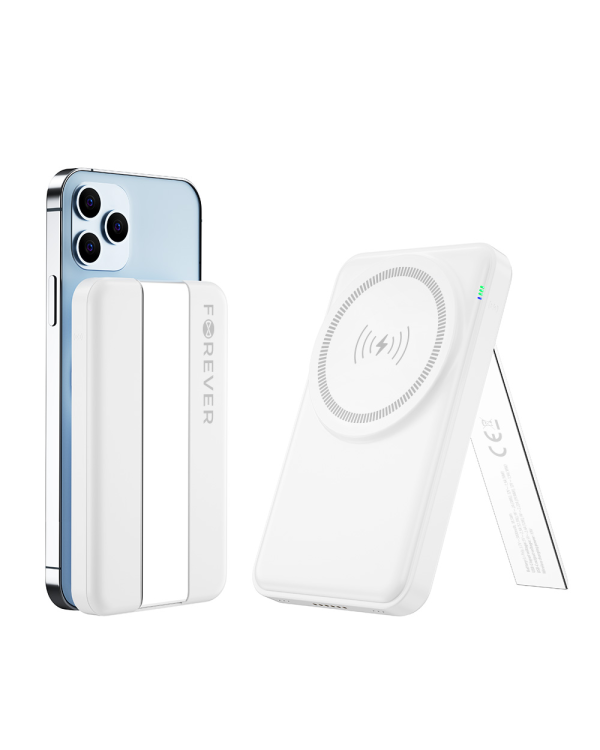 Forever MACS-100 magnetic wireless charging station with power bank white 5in1