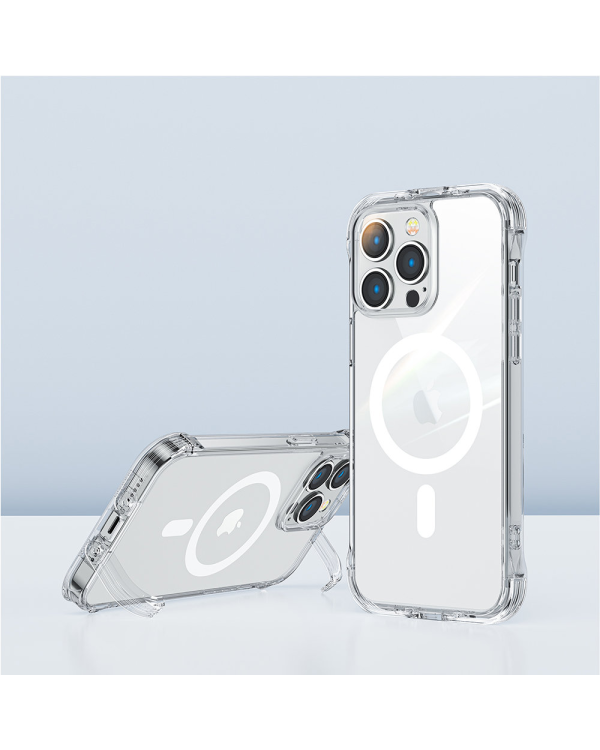 Joyroom JR-14H5 transparent magnetic defender case for Apple iPhone 14 6.1 " with hooks stand (MagSafe Compatible)