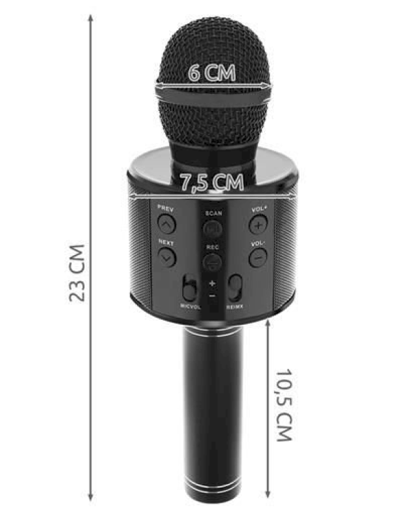 Goodbuy микрофон для караоке со встроенным динамиком bluetooth / 3 Вт / aux / голосовой модулятор / USB / Micro SD черный