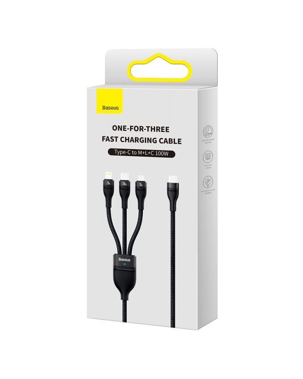 Baseus Flash Series II USB Type C | USB Type A cable - USB Type C | Lightning | micro USB 100 W 1.5 m black (CASS030201)
