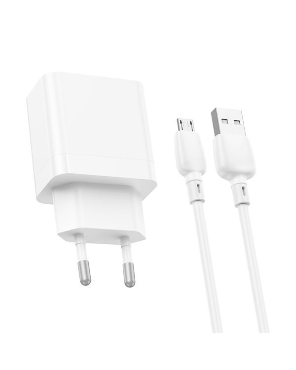 Borofone Wall charger BN15 Strong - 2xUSB - 2,1A with USB to Micro USB cable white