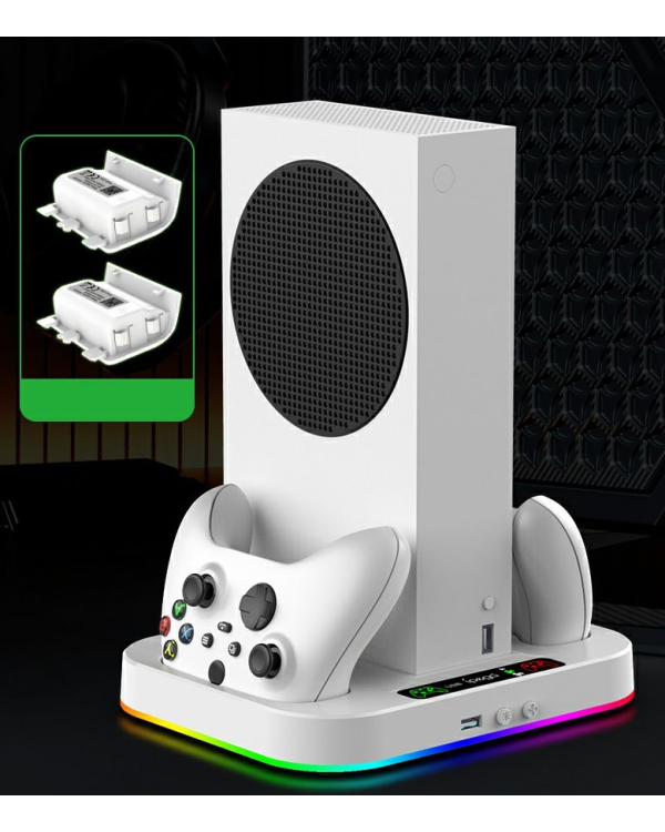 iPega XBS012S Multifunctional Charging and Cooling RGB Stand for Xbox Series S + 2pcs Batteries (Damaged Package)