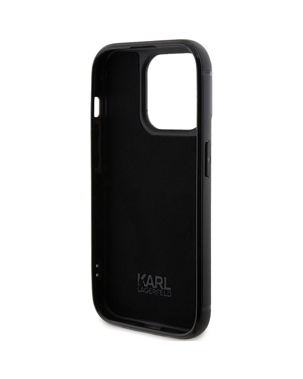 Karl Lagerfeld KLHCP15LHDSPLK iPhone 15  Pro 6.1" czarny|black hardcase Rhinestone Logo Metal Plate
