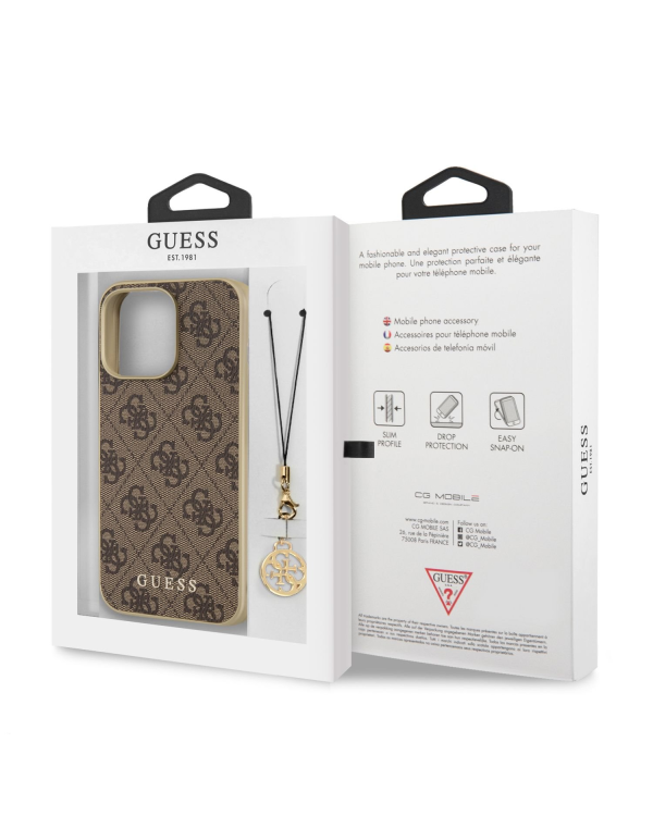 Guess 4G Charms Case for iPhone 13 Pro Max Brown