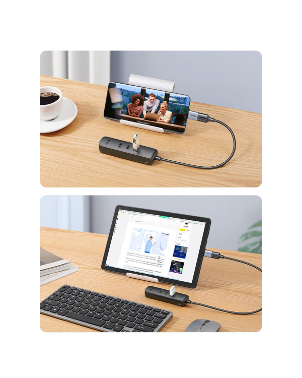 Ugreen adapter USB Type C - Ethernet RJ45 | 3 x USB black adapter (CM416)