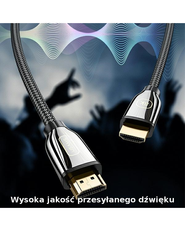 Кабель HDMI USAMS - HDMI 2.1 U67 2m 8K black|black Ultra HD SJ497HD01 (US-SJ497)