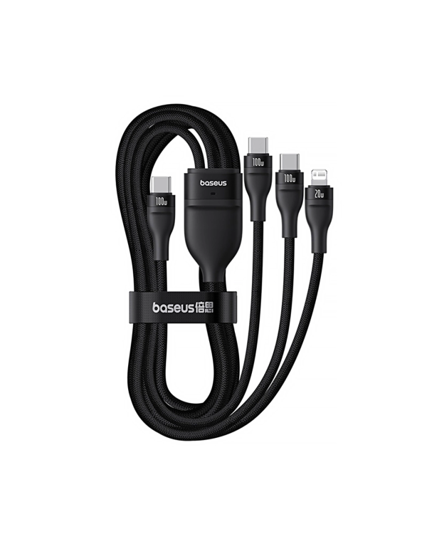 Baseus Flash Series 3 3in1 cable 100W USB-C - USB-C+USB-C+ Lightning 1.5m + 3 x 0.25 m - black