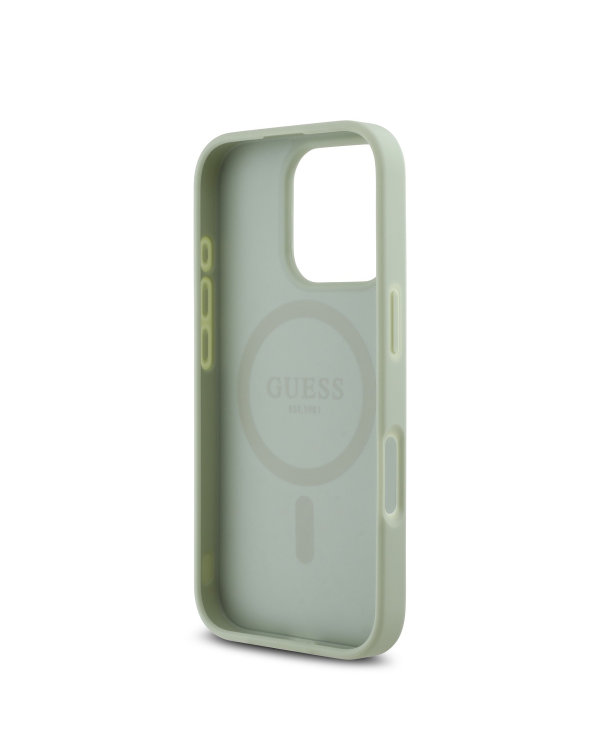 Guess PU Grained Classic Logo MagSafe Case для iPhone 16 Pro Green