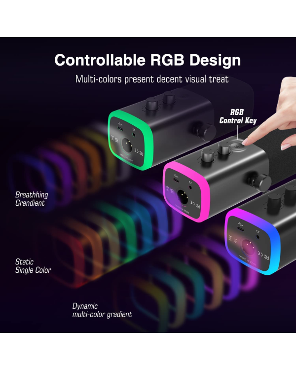 Микрофон Fifine AmpliGame AM8 RGB для игр | подкасты | потоки | XLR черный