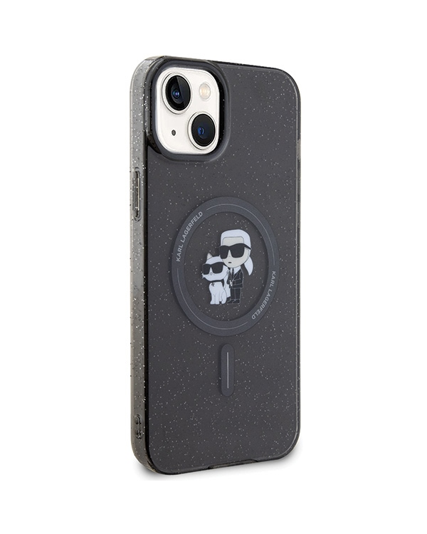 Karl Lagerfeld KLHMP15SHGKCNOK iPhone 15 6.1" czarny|black hardcase Karl&Choupette Glitter MagSafe