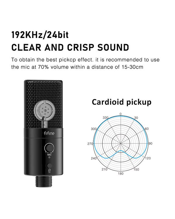 Fifine K683B микрофон для игр / трансляций / подкастов черный + держатель