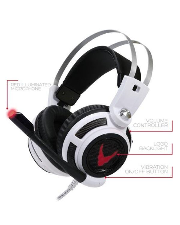 Varr OVH4055W Pro Игровые наушники Стерео с ВИБРАЦИЕЙи Микрофоном 3.5mm Audio вход  / LED / белый