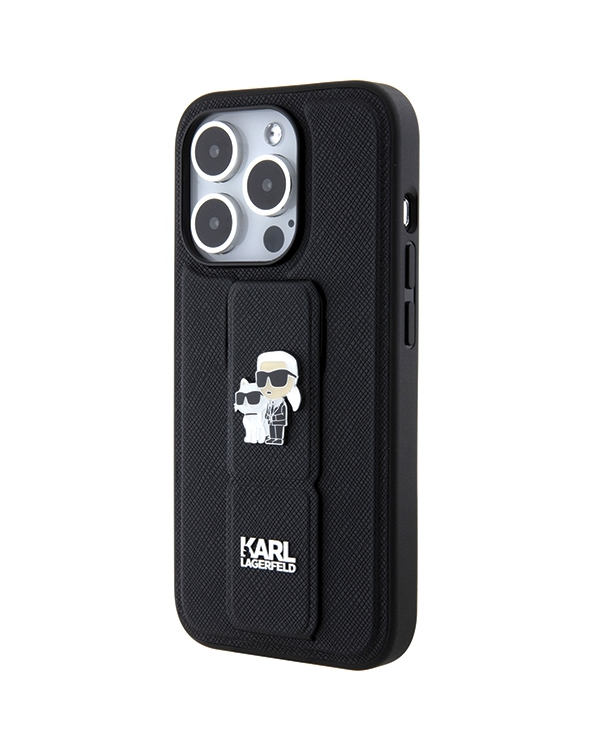Karl Lagerfeld KLHCP13LGSAKCPK iPhone 13 Pro | 13 6.1" черный жесткий чехол Gripstand Saffiano Karl&Choupette Булавки