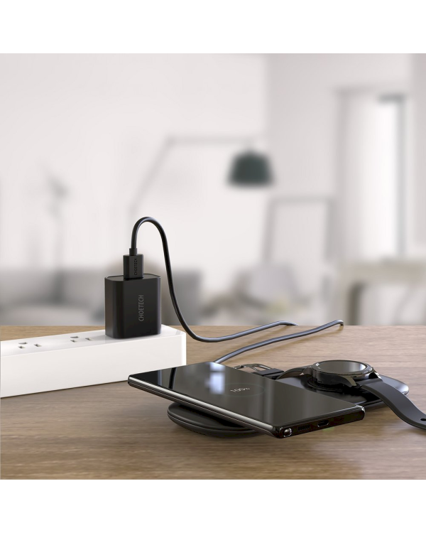 Choetech Qi 15w wireless charger for phone headphones and Samsung Galaxy Watch black (T570-S)