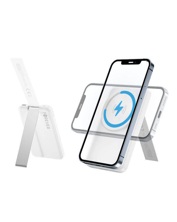 Forever MACS-100 magnetic wireless charging station with power bank white 5in1