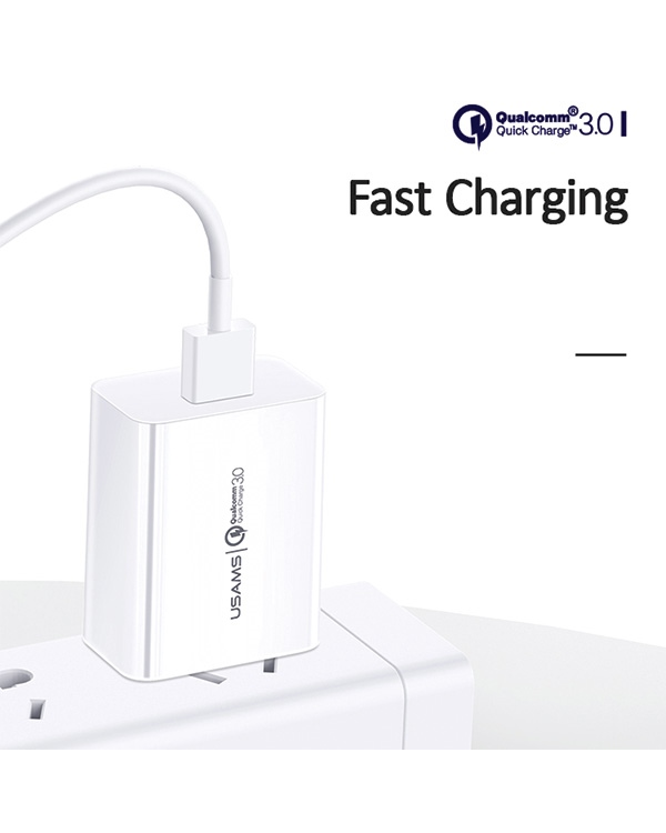 USAMS Ład. siec. 1xUSB T22 18W 3A QC3.0 (only head) Fast Charging biały|white CC83TC01 (US-CC083)