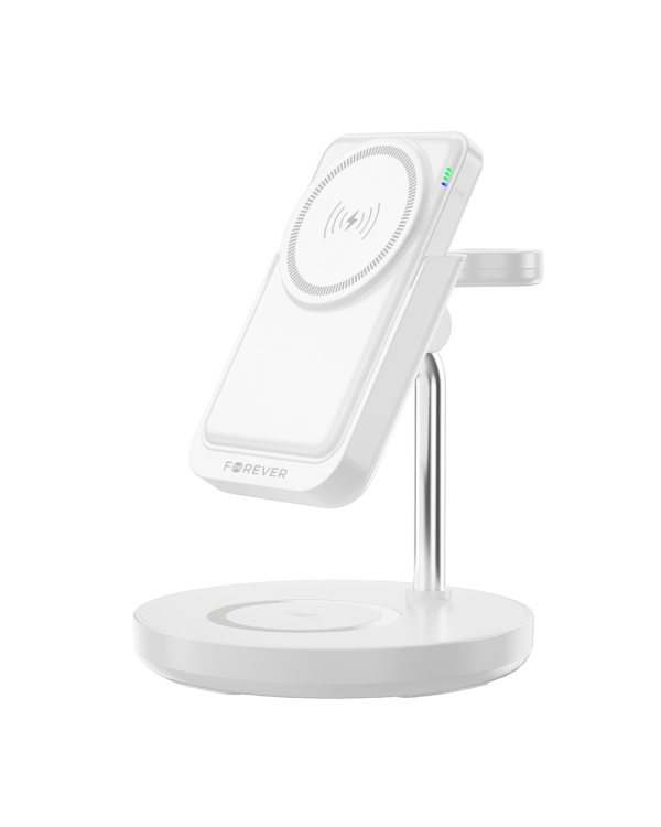 Forever MACS-100 magnetic wireless charging station with power bank white 5in1