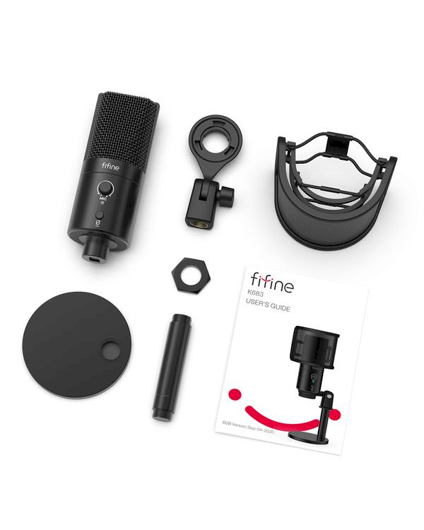 Fifine K683B микрофон для игр / трансляций / подкастов черный + держатель