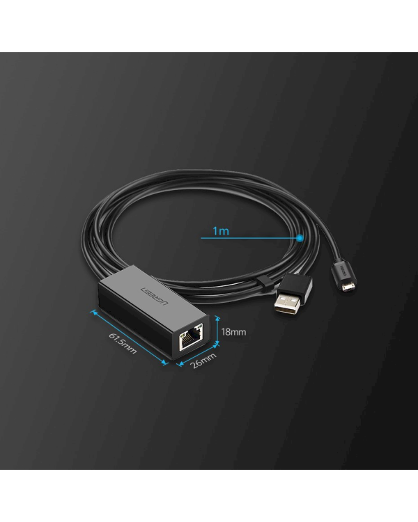 Ugreen external network adapter USB 100Mbps for Chromecast with 1m cable black (30985)