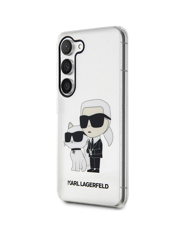 Karl Lagerfeld IML Glitter Karl and Choupette NFT Case for Samsung Galaxy S23+ Transparent