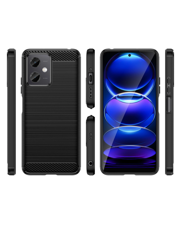 Carbon Case for Xiaomi Poco X5 5G | Redmi Note 12 5G flexible silicone carbon cover black
