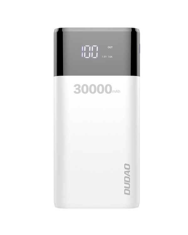 Dudao power bank 4x USB 30000mAh with LCD 4A white (K8Max white)