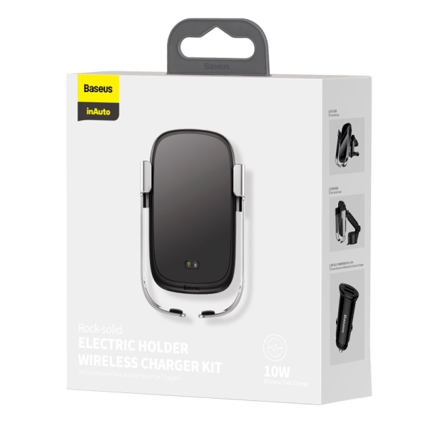 Baseus inAuto WXHW01-B01 Держатель для устройств 10W / QI / 2A /  Sensor Серебряный