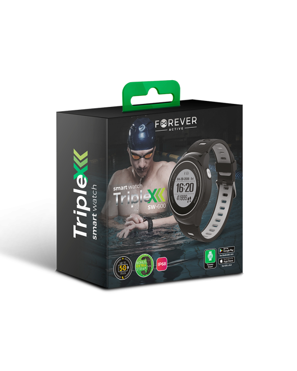 Forever Smart SW-600 Triplex Умные Часы GPS / Пульсометр / IP68 / BT 4.2 / Компасс / Погода / Серые