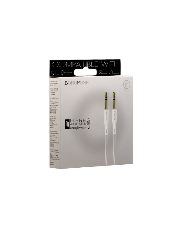 Borofone BL1 Премиум AUX провод 3.5 mm -> 3.5 mm 1m белый