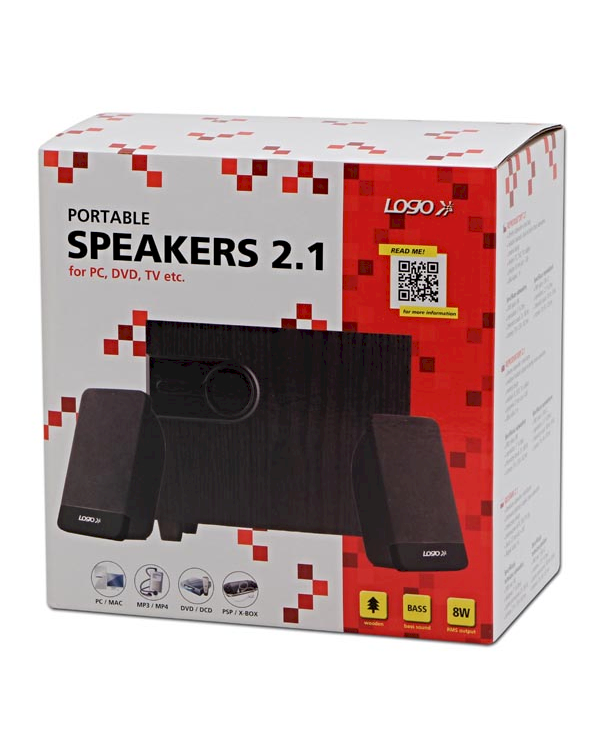 Мультимедийные колонки Logo с сабвуфером 3.5mm / USB / 8W черные